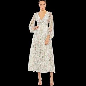 Mac Duggal 93788 Ivory Embellished Floral A-Line Dress NWT